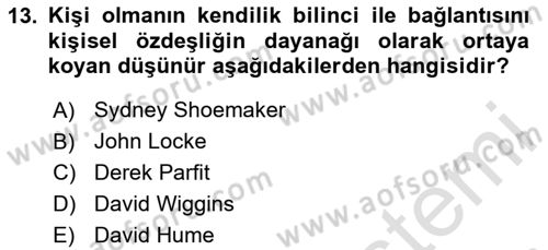 Zihin Felsefesi Dersi 2023 - 2024 Yılı (Final) Dönem Sonu Sınav Soruları 13. Soru