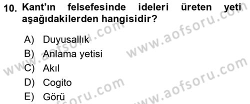Zihin Felsefesi Dersi 2023 - 2024 Yılı Yaz Okulu Sınav Soruları 10. Soru