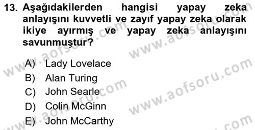 Zihin Felsefesi Dersi 2023 - 2024 Yılı Yaz Okulu Sınav Soruları 13. Soru