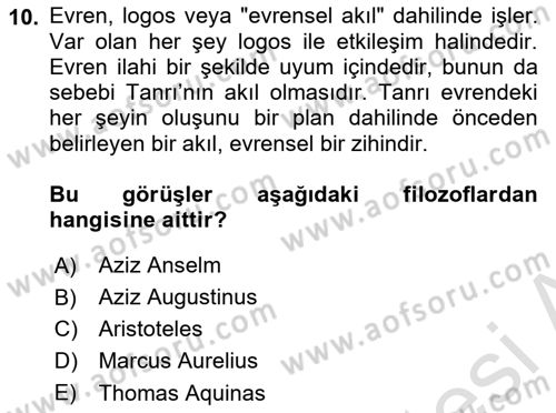 Zihin Felsefesi Dersi 2024 - 2025 Yılı (Vize) Ara Sınav Soruları 10. Soru
