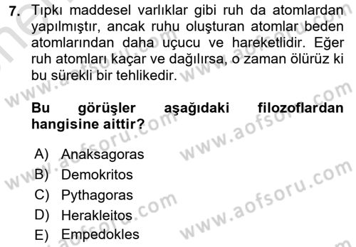 Zihin Felsefesi Dersi 2024 - 2025 Yılı (Vize) Ara Sınav Soruları 7. Soru