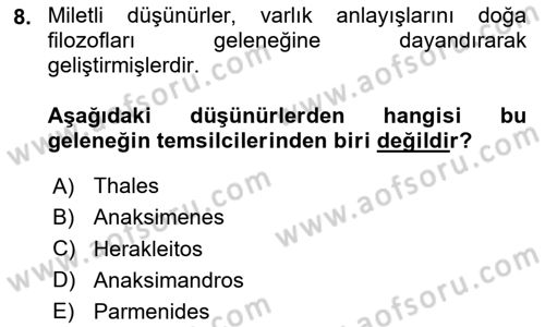 Zihin Felsefesi Dersi 2024 - 2025 Yılı (Vize) Ara Sınav Soruları 8. Soru