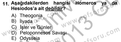 Tarih Felsefesi 1 Dersi 2012 - 2013 Yılı (Vize) Ara Sınav Soruları 11. Soru