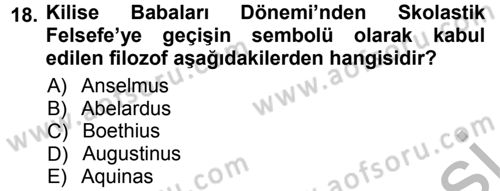 Tarih Felsefesi 1 Dersi 2012 - 2013 Yılı (Vize) Ara Sınav Soruları 18. Soru