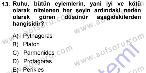 Tarih Felsefesi 1 Dersi 2013 - 2014 Yılı (Vize) Ara Sınav Soruları 13. Soru