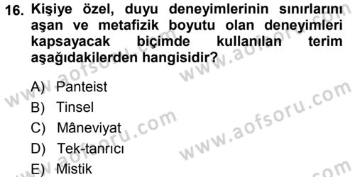 Tarih Felsefesi 1 Dersi 2013 - 2014 Yılı (Vize) Ara Sınav Soruları 16. Soru