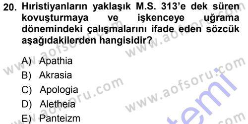 Tarih Felsefesi 1 Dersi 2013 - 2014 Yılı (Vize) Ara Sınav Soruları 20. Soru