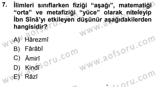 Tarih Felsefesi 1 Dersi 2013 - 2014 Yılı (Final) Dönem Sonu Sınav Soruları 7. Soru