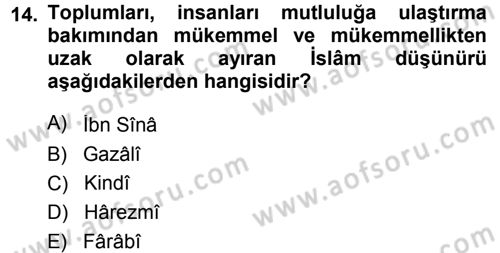 Tarih Felsefesi 1 Dersi 2013 - 2014 Yılı Tek Ders Sınav Soruları 14. Soru