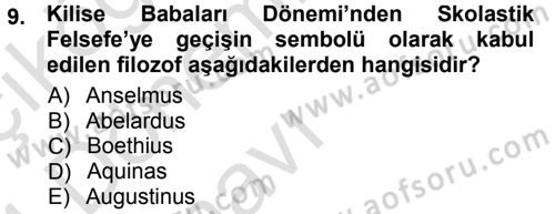 Tarih Felsefesi 1 Dersi 2013 - 2014 Yılı Tek Ders Sınav Soruları 9. Soru