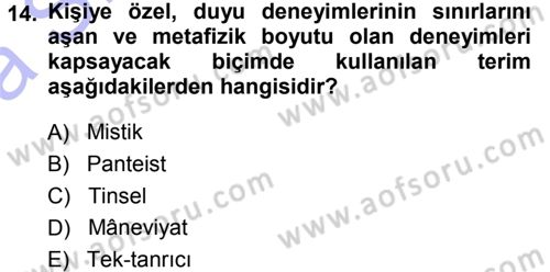 Tarih Felsefesi 1 Dersi 2014 - 2015 Yılı (Vize) Ara Sınav Soruları 14. Soru