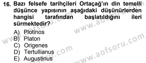 Tarih Felsefesi 1 Dersi 2014 - 2015 Yılı (Vize) Ara Sınav Soruları 16. Soru