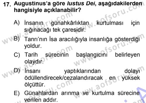 Tarih Felsefesi 1 Dersi 2014 - 2015 Yılı (Vize) Ara Sınav Soruları 17. Soru