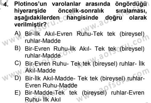 Tarih Felsefesi 1 Dersi 2014 - 2015 Yılı (Final) Dönem Sonu Sınav Soruları 4. Soru