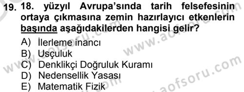 Tarih Felsefesi 1 Dersi 2014 - 2015 Yılı Tek Ders Sınav Soruları 19. Soru