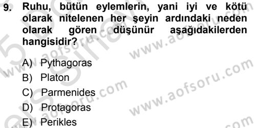Tarih Felsefesi 1 Dersi 2014 - 2015 Yılı Tek Ders Sınav Soruları 9. Soru