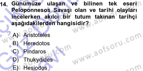 Tarih Felsefesi 1 Dersi 2015 - 2016 Yılı (Vize) Ara Sınav Soruları 14. Soru
