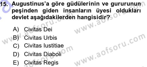Tarih Felsefesi 1 Dersi 2015 - 2016 Yılı (Vize) Ara Sınav Soruları 15. Soru