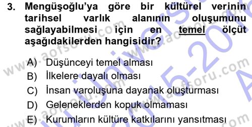 Tarih Felsefesi 1 Dersi 2015 - 2016 Yılı (Vize) Ara Sınav Soruları 3. Soru