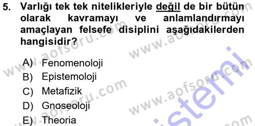 Tarih Felsefesi 1 Dersi 2015 - 2016 Yılı (Vize) Ara Sınav Soruları 5. Soru