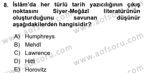 Tarih Felsefesi 1 Dersi 2015 - 2016 Yılı (Final) Dönem Sonu Sınav Soruları 8. Soru