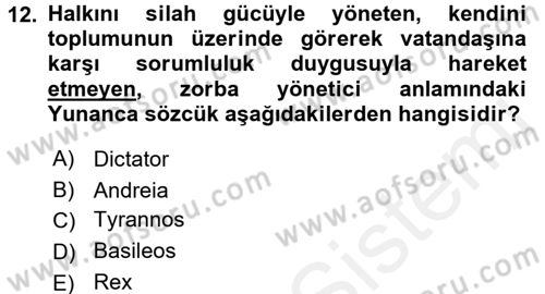 Tarih Felsefesi 1 Dersi 2015 - 2016 Yılı Tek Ders Sınav Soruları 12. Soru