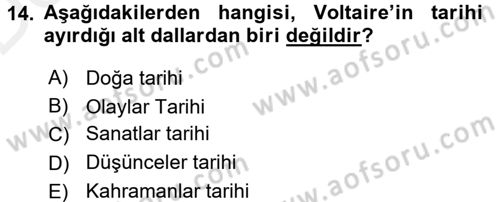 Tarih Felsefesi 1 Dersi 2015 - 2016 Yılı Tek Ders Sınav Soruları 14. Soru