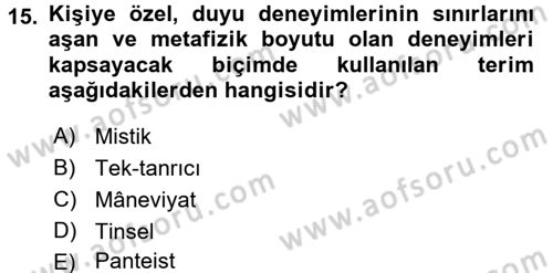 Tarih Felsefesi 1 Dersi 2015 - 2016 Yılı Tek Ders Sınav Soruları 15. Soru