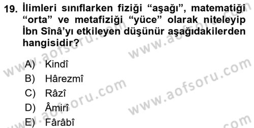 Tarih Felsefesi 1 Dersi 2015 - 2016 Yılı Tek Ders Sınav Soruları 19. Soru