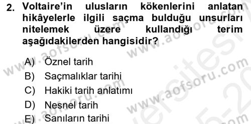 Tarih Felsefesi 1 Dersi 2015 - 2016 Yılı Tek Ders Sınav Soruları 2. Soru