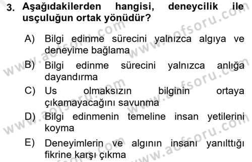Tarih Felsefesi 1 Dersi 2015 - 2016 Yılı Tek Ders Sınav Soruları 3. Soru