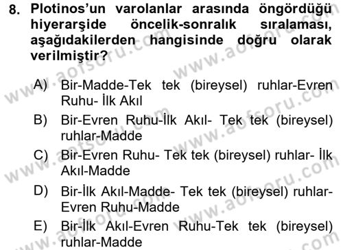 Tarih Felsefesi 1 Dersi 2016 - 2017 Yılı 3 Ders Sınav Soruları 8. Soru