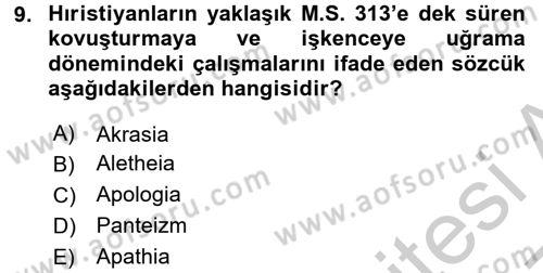 Tarih Felsefesi 1 Dersi 2016 - 2017 Yılı 3 Ders Sınav Soruları 9. Soru