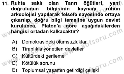 Tarih Felsefesi 1 Dersi 2016 - 2017 Yılı (Vize) Ara Sınav Soruları 11. Soru