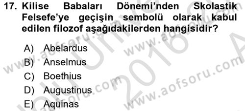 Tarih Felsefesi 1 Dersi 2016 - 2017 Yılı (Vize) Ara Sınav Soruları 17. Soru
