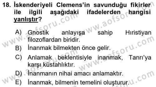 Tarih Felsefesi 1 Dersi 2016 - 2017 Yılı (Vize) Ara Sınav Soruları 18. Soru