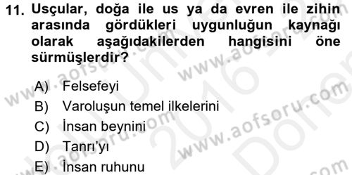 Tarih Felsefesi 1 Dersi 2016 - 2017 Yılı (Final) Dönem Sonu Sınav Soruları 11. Soru