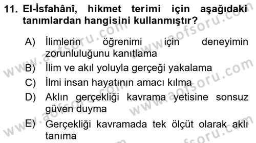 Tarih Felsefesi 1 Dersi 2017 - 2018 Yılı 3 Ders Sınav Soruları 11. Soru