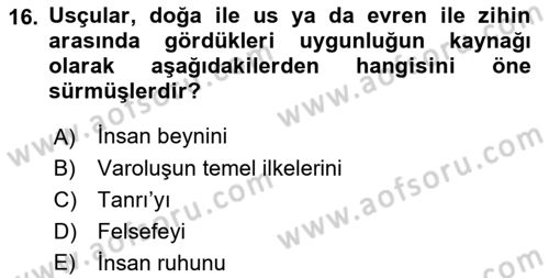 Tarih Felsefesi 1 Dersi 2017 - 2018 Yılı 3 Ders Sınav Soruları 16. Soru