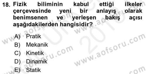 Tarih Felsefesi 1 Dersi 2017 - 2018 Yılı 3 Ders Sınav Soruları 18. Soru