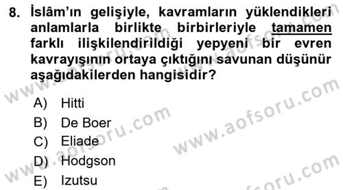 Tarih Felsefesi 1 Dersi 2017 - 2018 Yılı 3 Ders Sınav Soruları 8. Soru