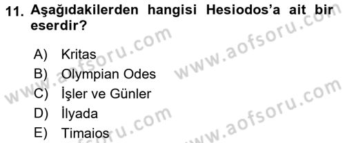 Tarih Felsefesi 1 Dersi 2017 - 2018 Yılı (Vize) Ara Sınav Soruları 11. Soru