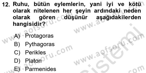 Tarih Felsefesi 1 Dersi 2017 - 2018 Yılı (Vize) Ara Sınav Soruları 12. Soru