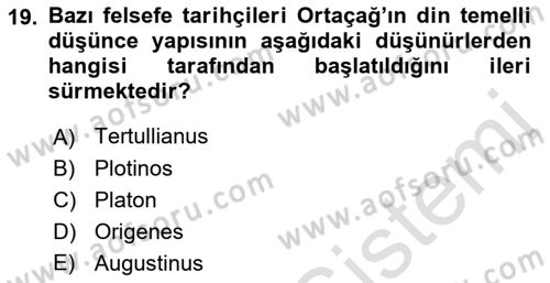 Tarih Felsefesi 1 Dersi 2017 - 2018 Yılı (Vize) Ara Sınav Soruları 19. Soru