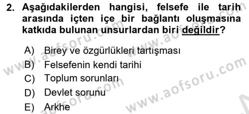 Tarih Felsefesi 1 Dersi 2017 - 2018 Yılı (Vize) Ara Sınav Soruları 2. Soru
