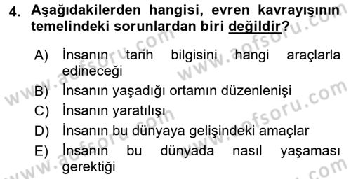 Tarih Felsefesi 1 Dersi 2017 - 2018 Yılı (Vize) Ara Sınav Soruları 4. Soru