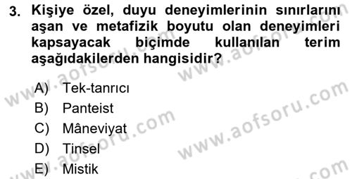 Tarih Felsefesi 1 Dersi 2017 - 2018 Yılı (Final) Dönem Sonu Sınav Soruları 3. Soru