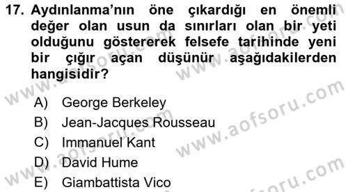 Tarih Felsefesi 1 Dersi 2018 - 2019 Yılı 3 Ders Sınav Soruları 17. Soru