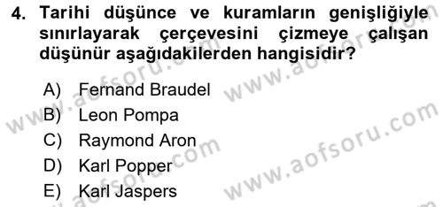 Tarih Felsefesi 1 Dersi 2018 - 2019 Yılı 3 Ders Sınav Soruları 4. Soru