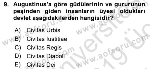 Tarih Felsefesi 1 Dersi 2018 - 2019 Yılı 3 Ders Sınav Soruları 9. Soru